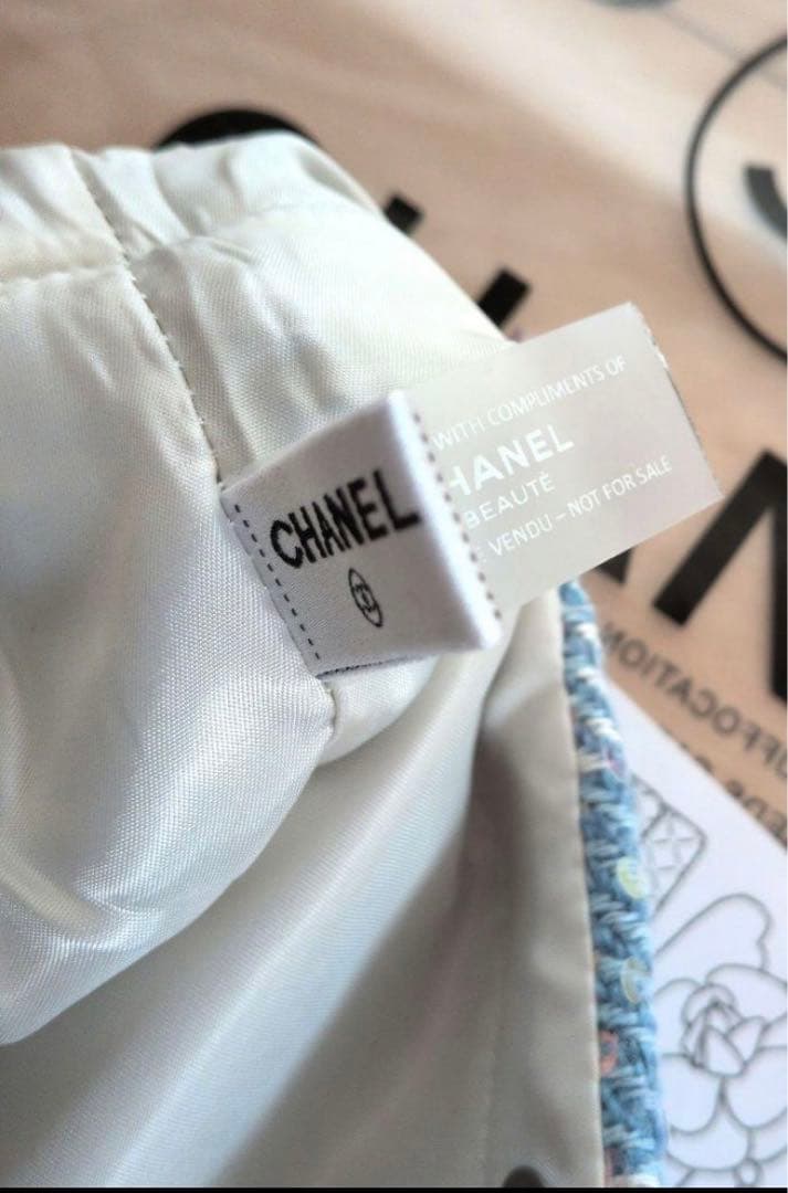 CHANEL シャネル ツイード チェック トートバッグ　水色　新品