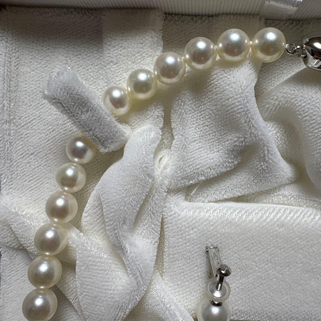 【交渉OK】白百合真珠　ネックレス・イヤリング　　フォーマル　本真珠　アコヤ貝