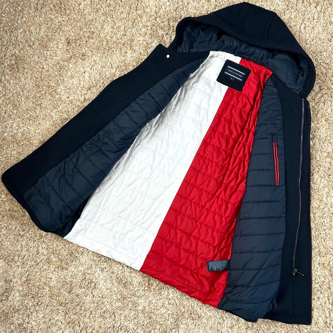 【美品】 トミーヒルフィガー ダッフルコート 中綿 ウール M トリコロール