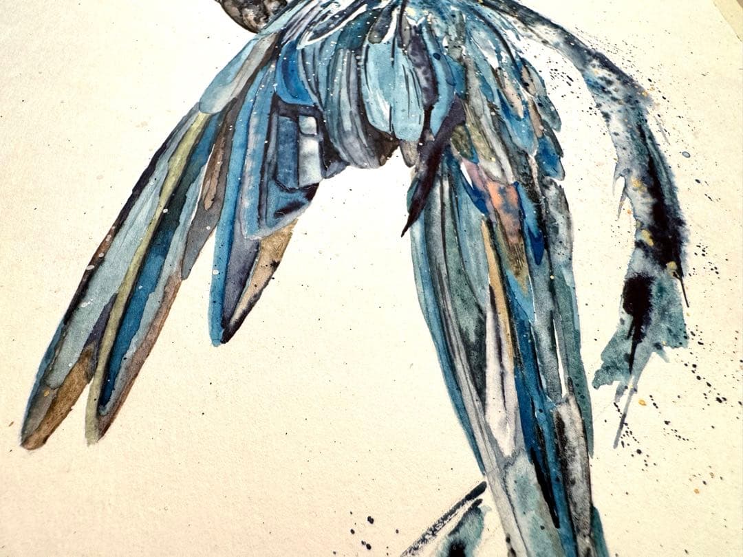 原画 残響 青 額付き