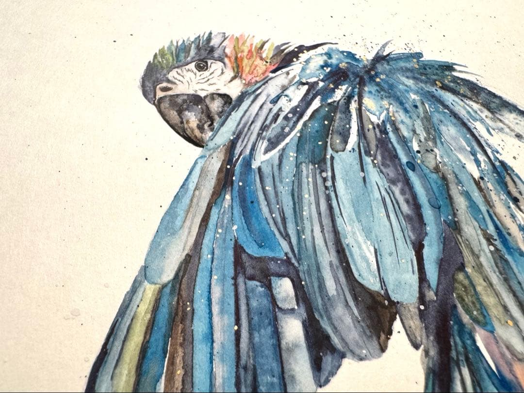 原画 残響 青 額付き