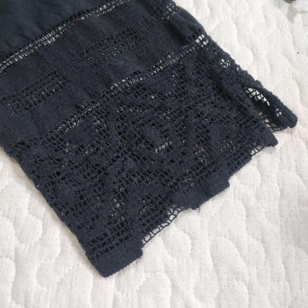 美品✨TODAYFUL　コットンレースギャザーワンピース　ゆったり　黒　38