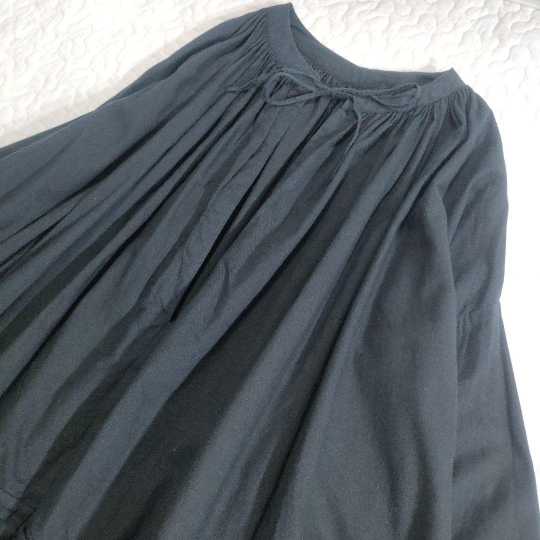 美品✨TODAYFUL　コットンレースギャザーワンピース　ゆったり　黒　38