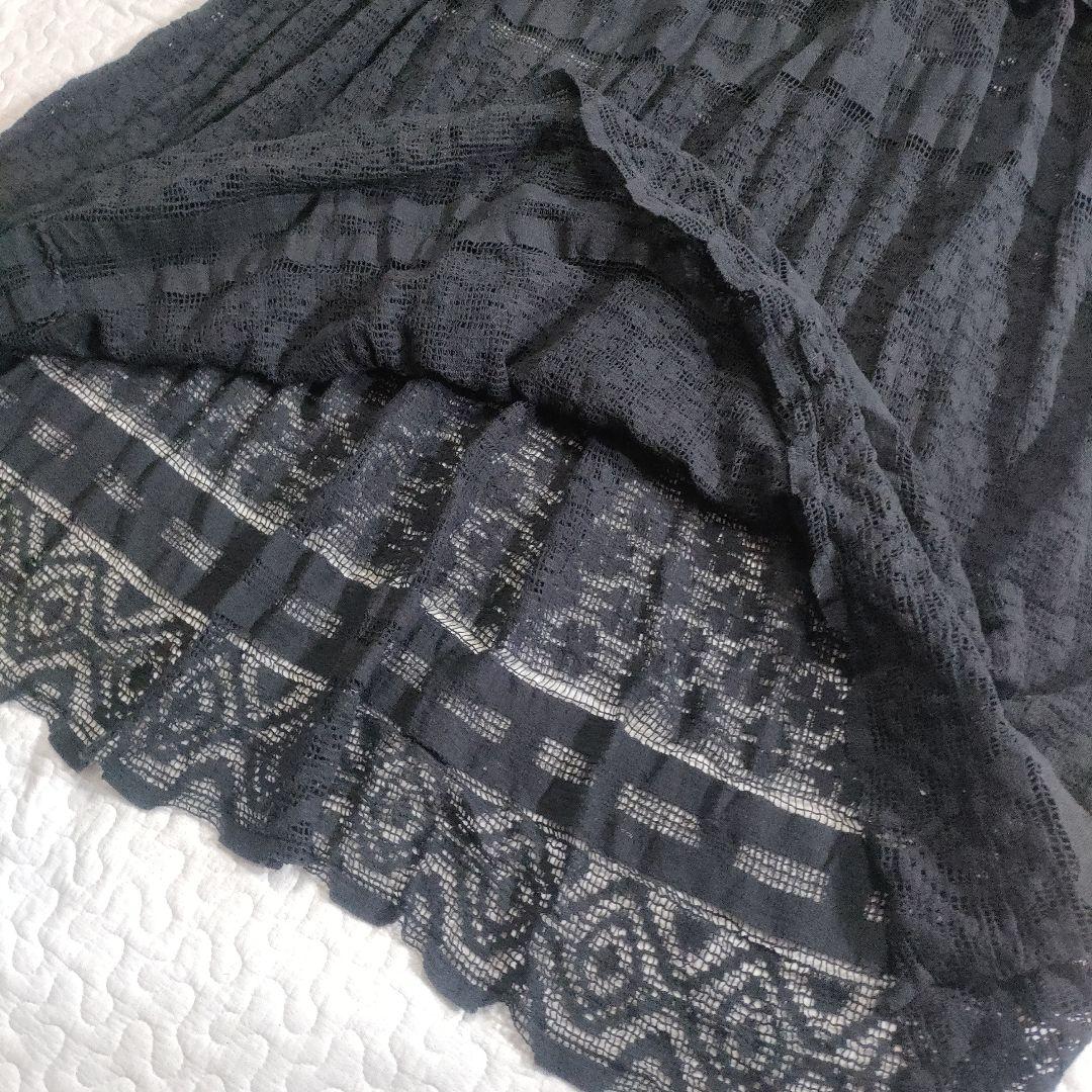 美品✨TODAYFUL　コットンレースギャザーワンピース　ゆったり　黒　38