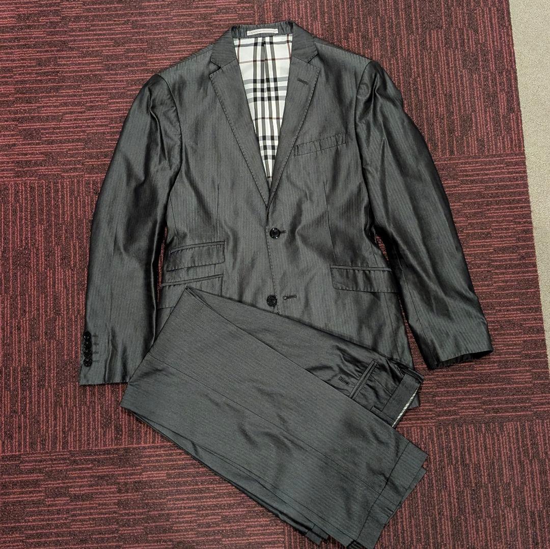 バーバリー ブラックレーベル スーツ セットアップ M/79 グレー光沢