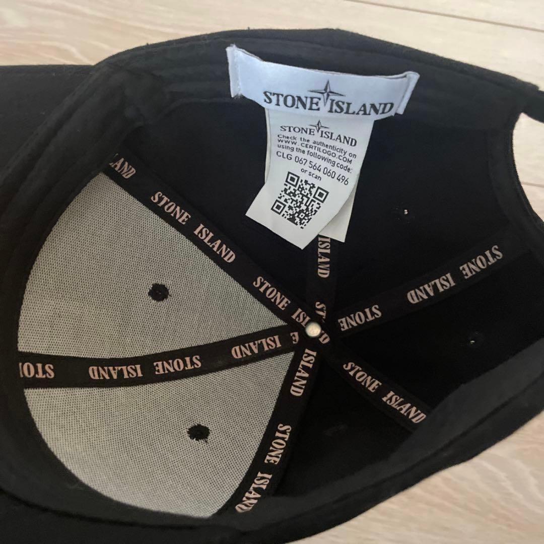 美品 ストーンアイランド　STONE  キャップ 刺繍ロゴ付き 黒