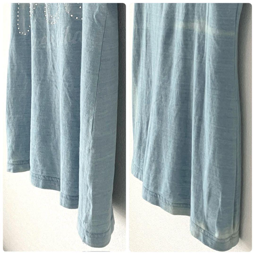 新品 ドルチェアンドガッバーナ コットン ロゴ ダメージ加工Tシャツ M ブルー