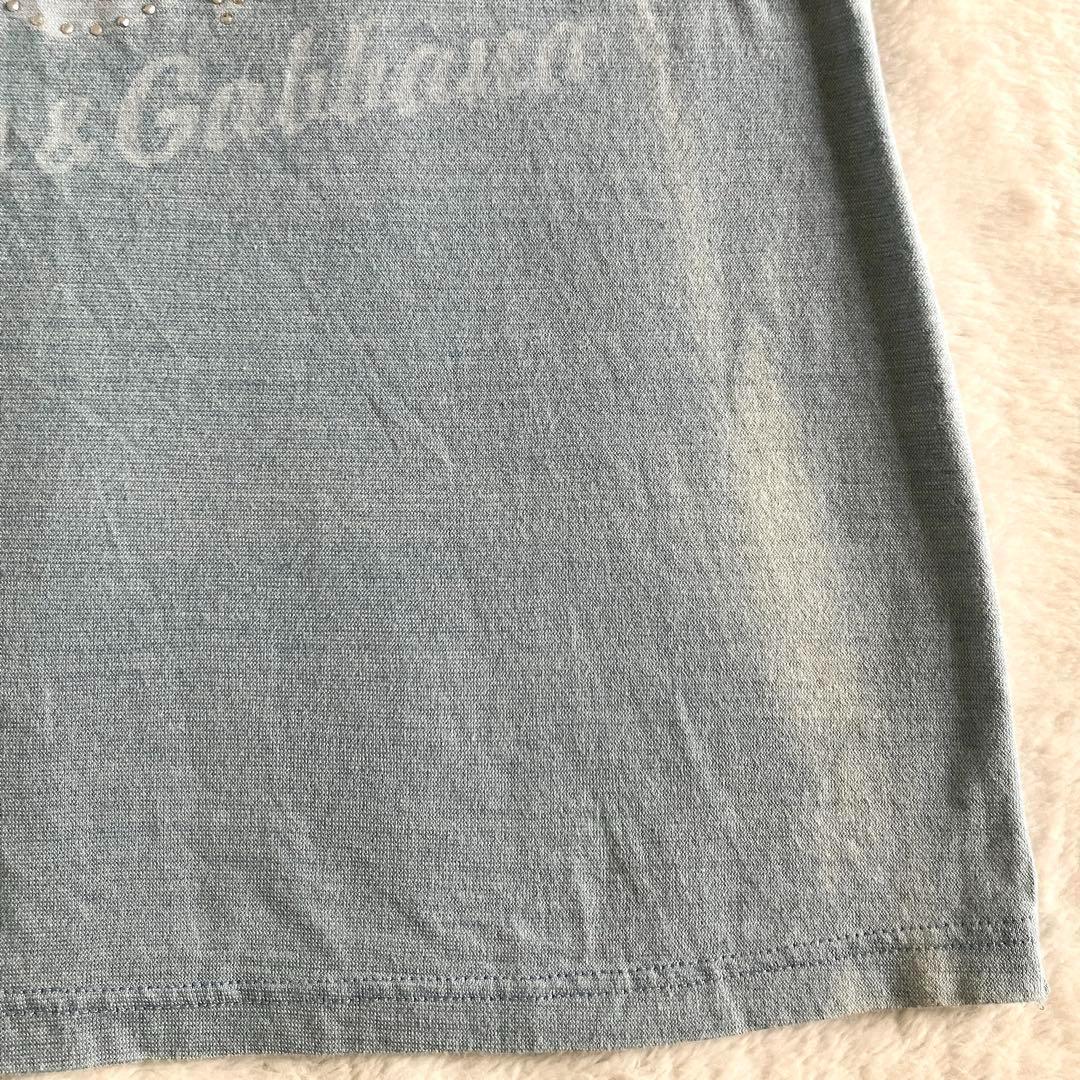 新品 ドルチェアンドガッバーナ コットン ロゴ ダメージ加工Tシャツ M ブルー