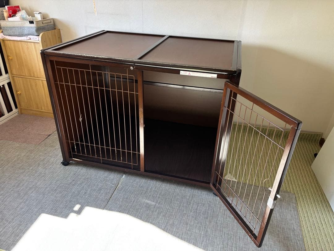 木製犬用ケージ ブラウン 大型犬用