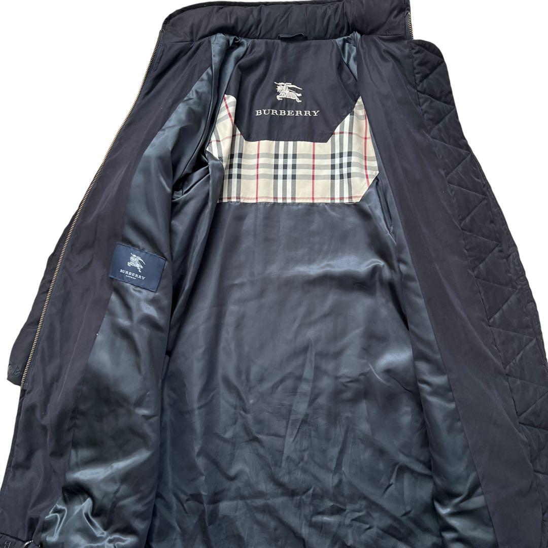 Burberry London　B刺繍　総柄　モッズコート　ロングコート　黒　M