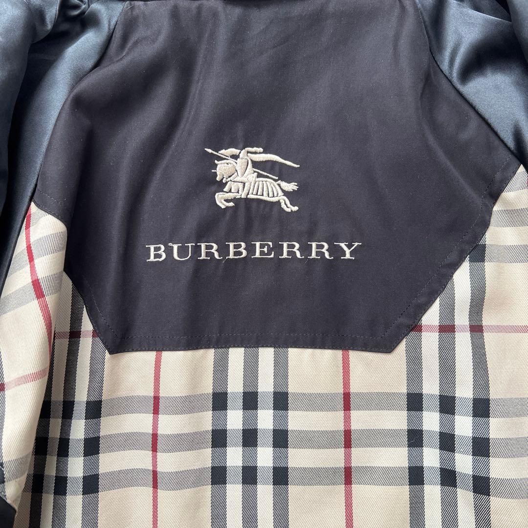 Burberry London　B刺繍　総柄　モッズコート　ロングコート　黒　M