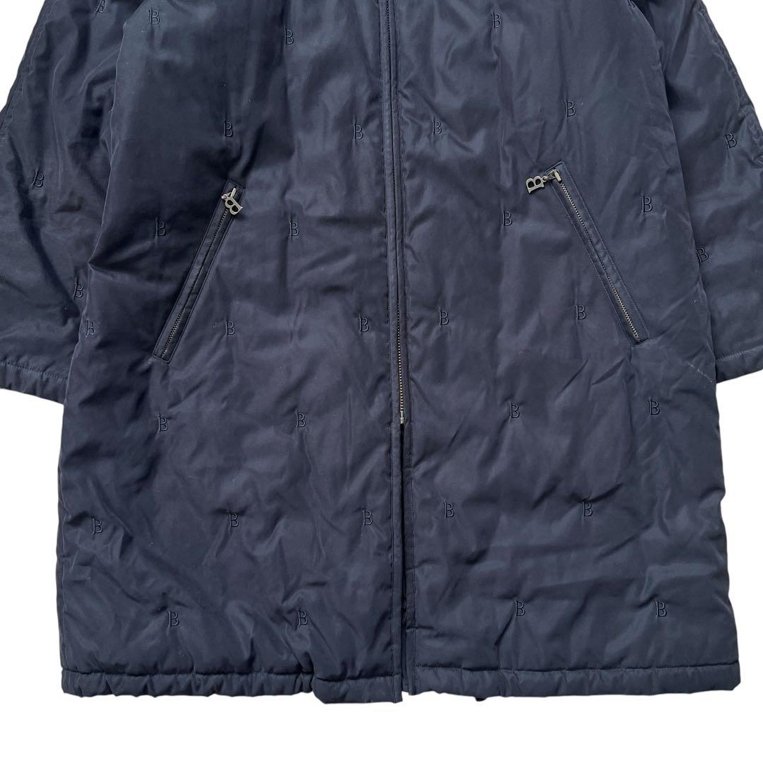 Burberry London　B刺繍　総柄　モッズコート　ロングコート　黒　M