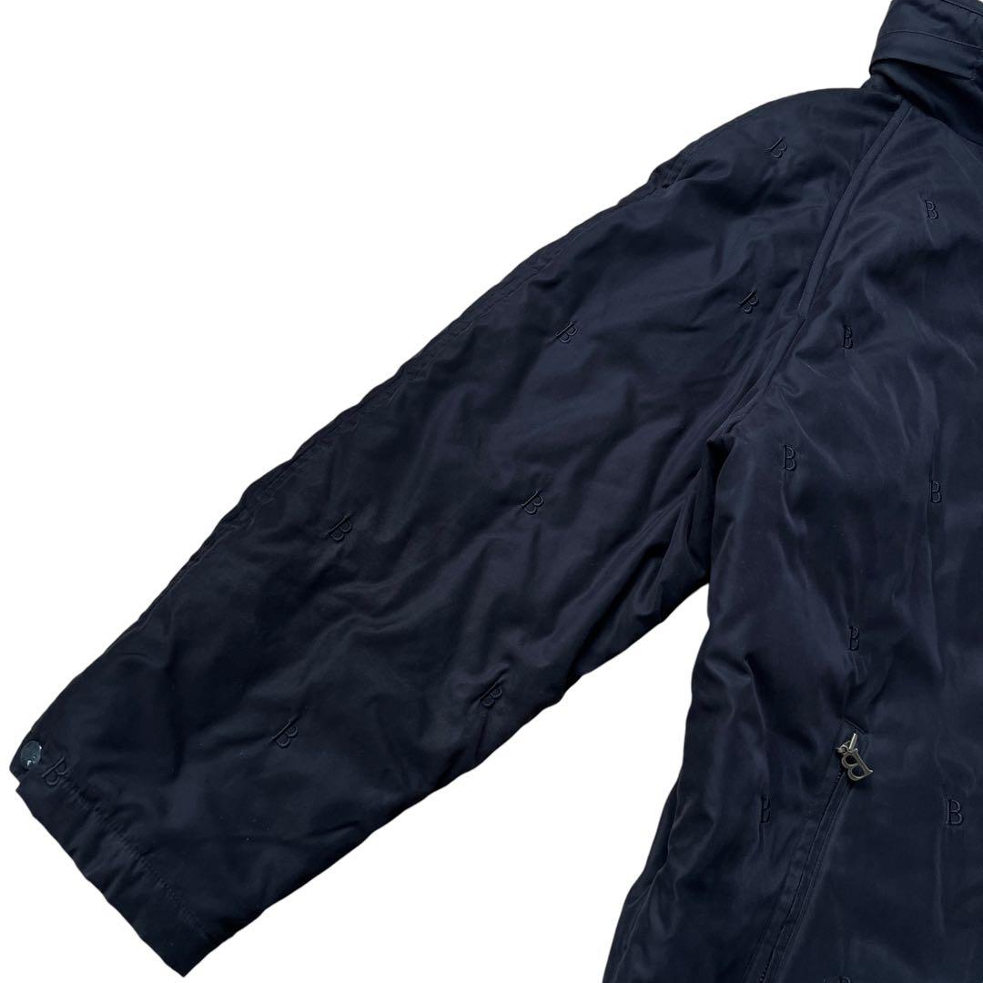 Burberry London　B刺繍　総柄　モッズコート　ロングコート　黒　M