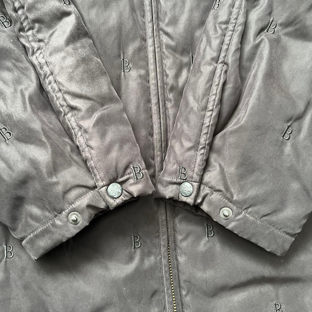 Burberry London　B刺繍　総柄　モッズコート　ロングコート　黒　M