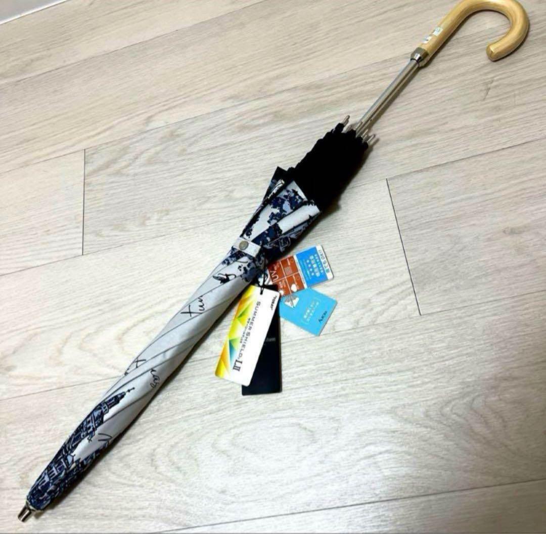 新品アクアスキュータム一級遮光傘 晴雨兼用 長傘 雨傘 プチパラ日本製 軽量