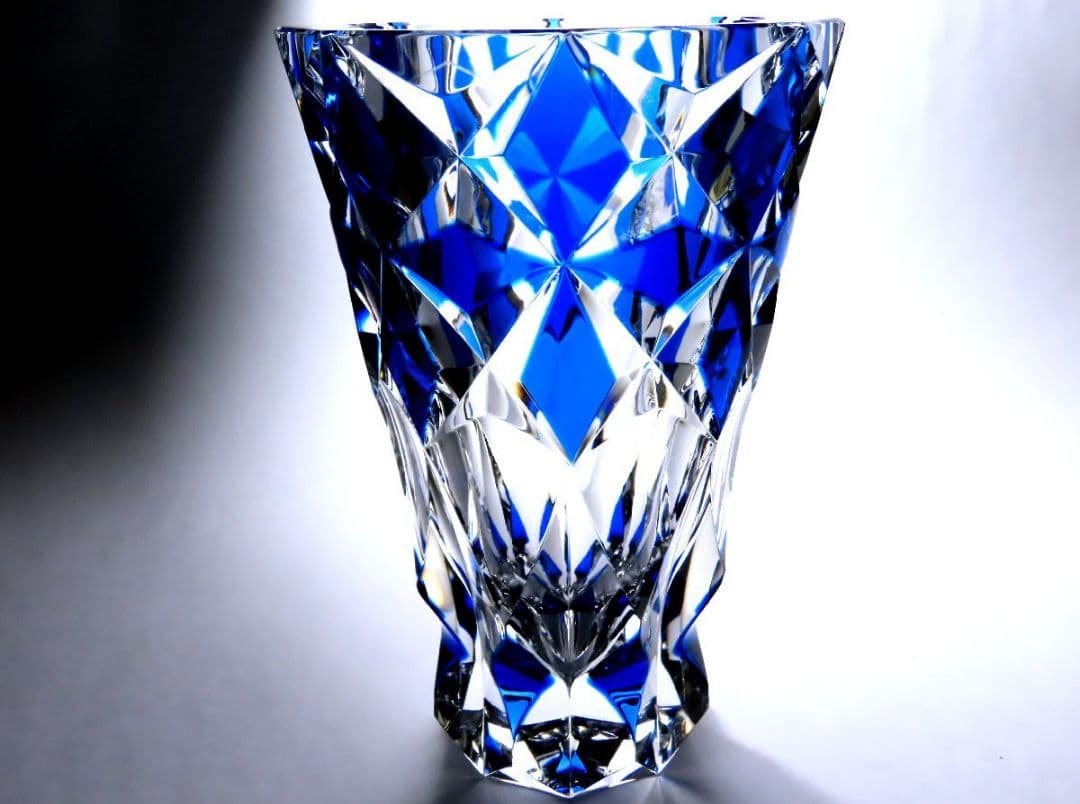 SAINT LOUIS サンルイ フラワーベース 花瓶 クリスタル ブルー