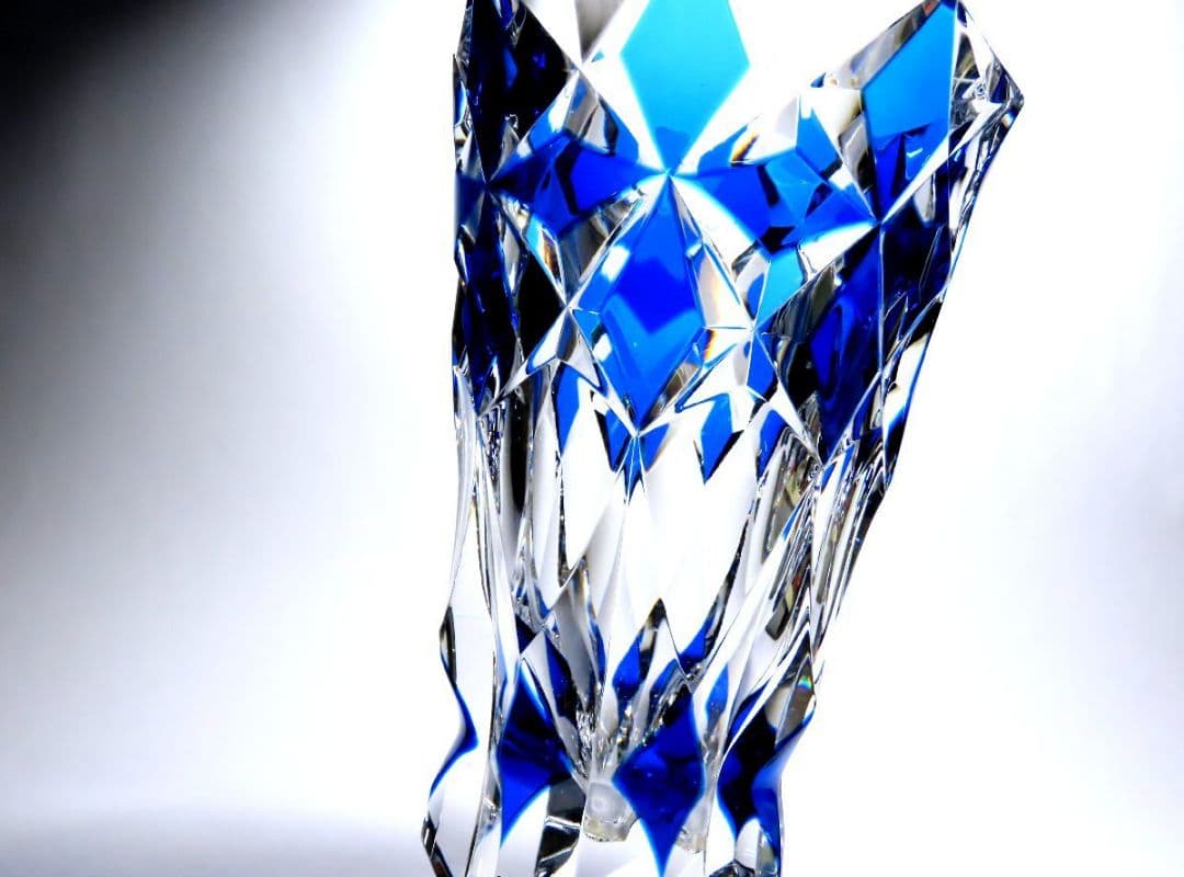 SAINT LOUIS サンルイ フラワーベース 花瓶 クリスタル ブルー