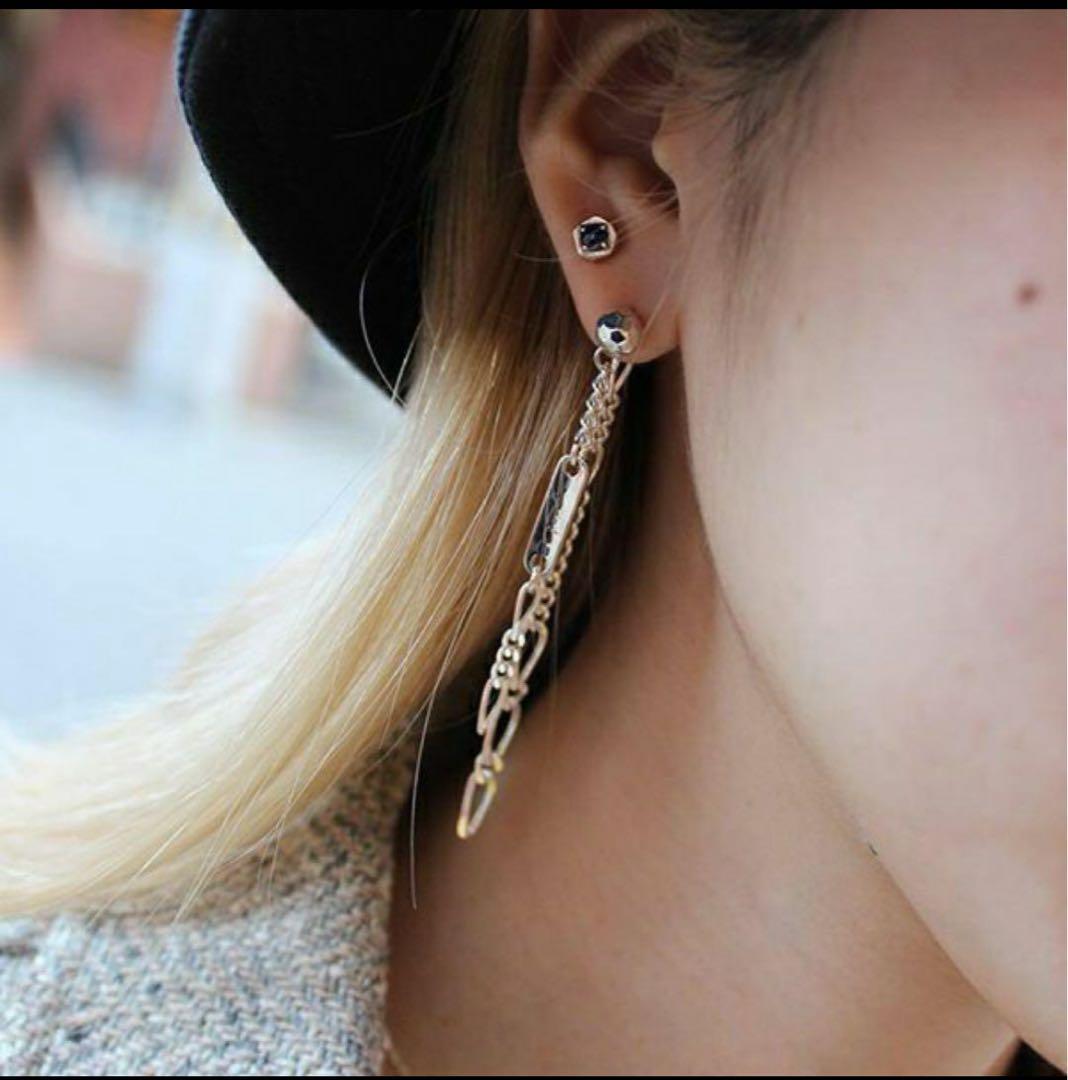 GARNI ゴールドチェーン 片耳用ピアス