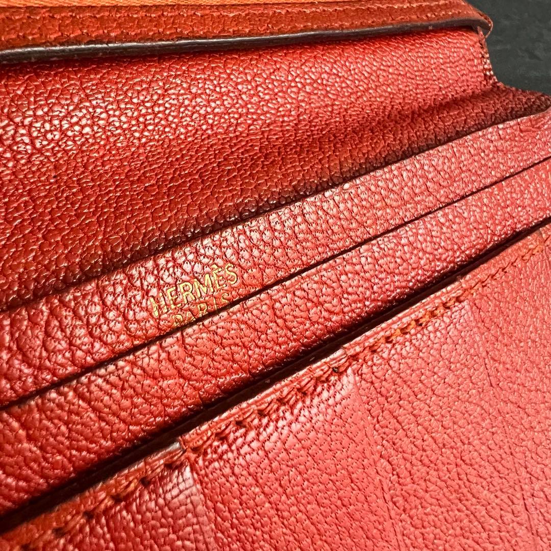 ⭐️エルメス⭐️ベアン クラシック ヴォーエプソン 長財布 オレンジ ゴールド金具