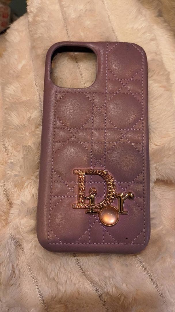 Dior logo キルティングケース 紫色