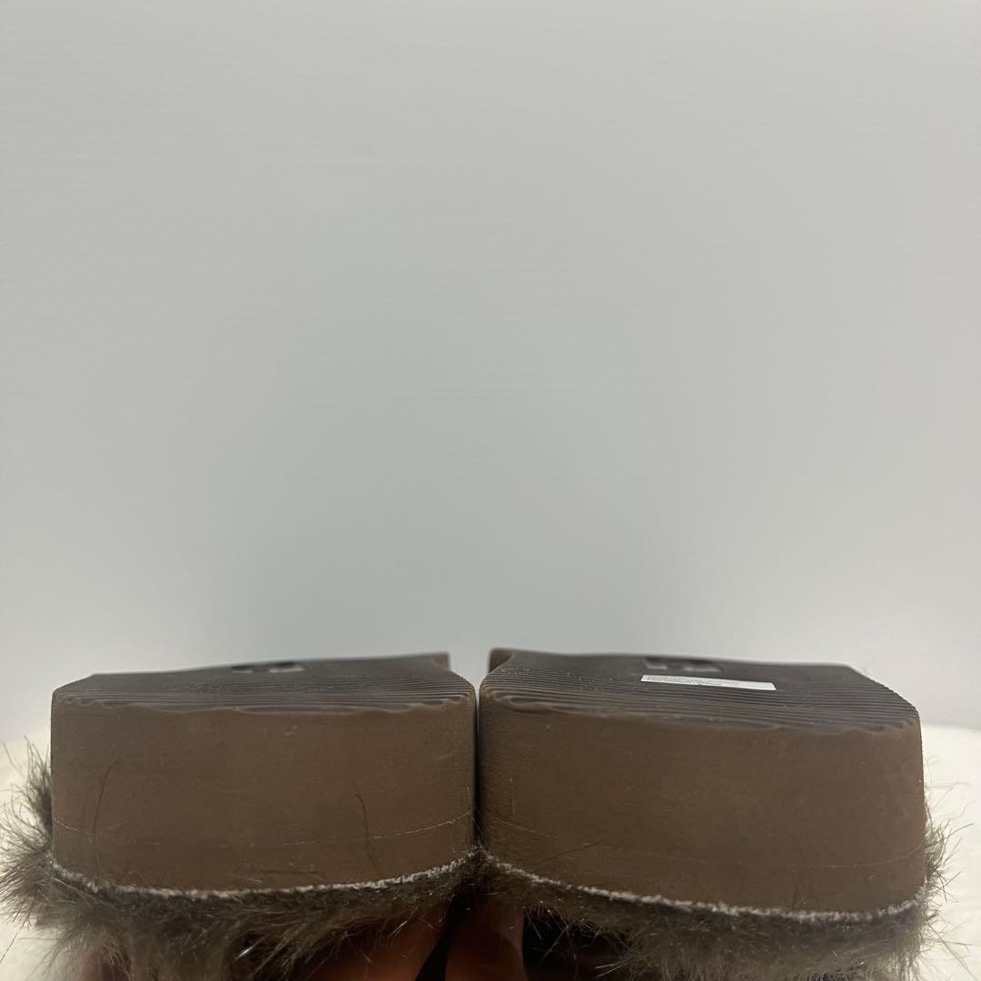 L'Appartment　[SUICOKE]ファー×フリンジサボサンダル　茶