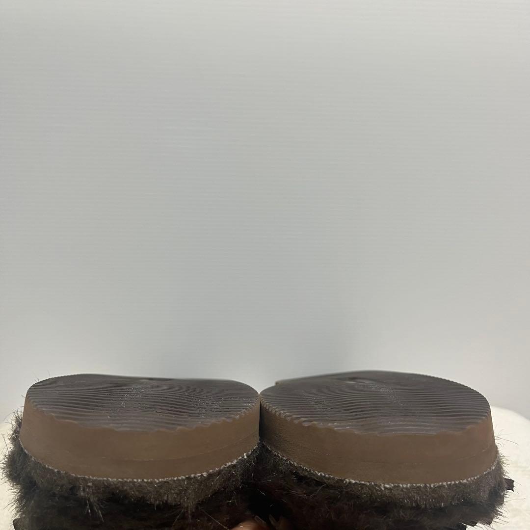 L'Appartment　[SUICOKE]ファー×フリンジサボサンダル　茶