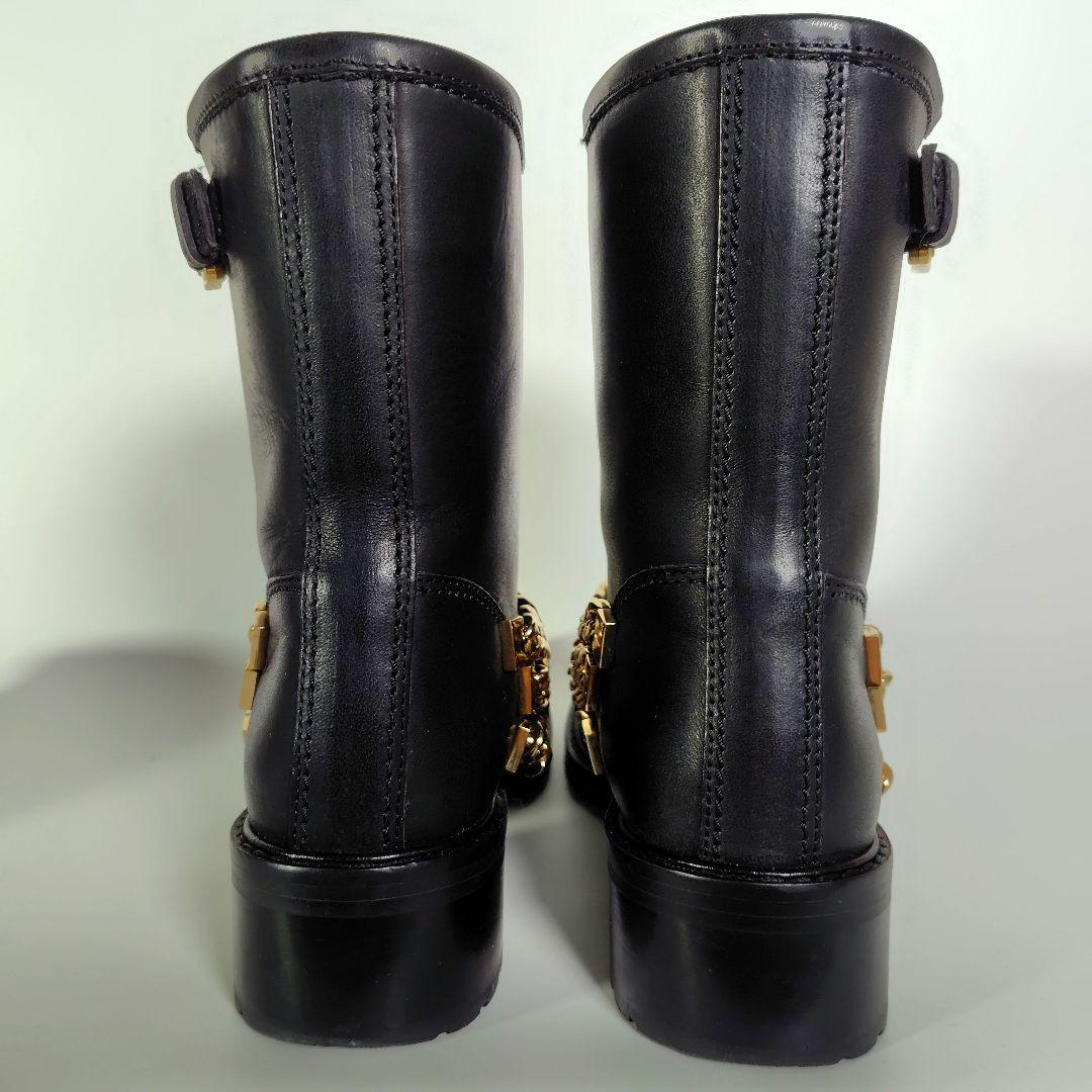 DSQUARED2 ゴールドチェーン レザー ブーツ 黒 37 モード