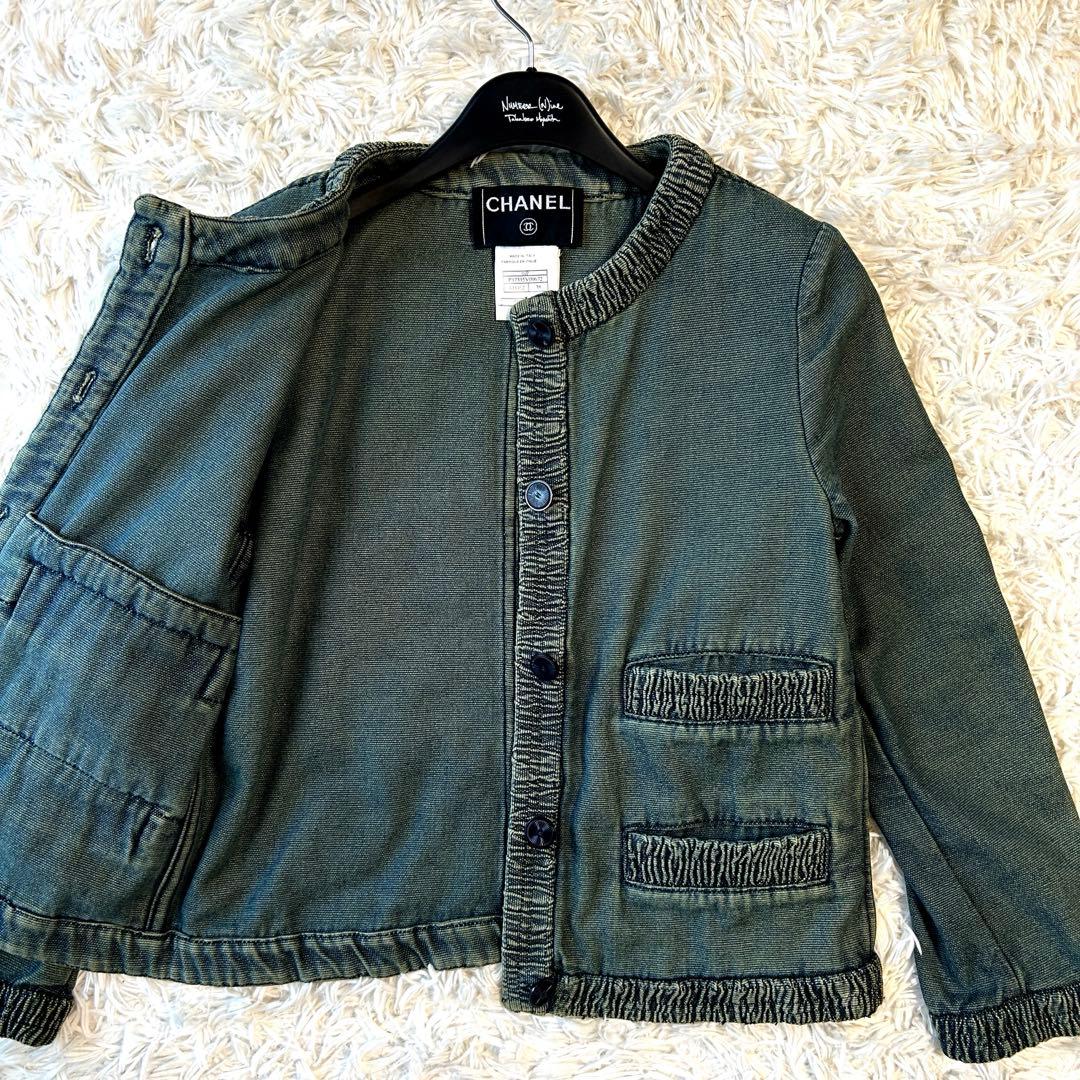 CHANEL シャネル デニムジャケット ココマーク シャーリング加工 長袖
