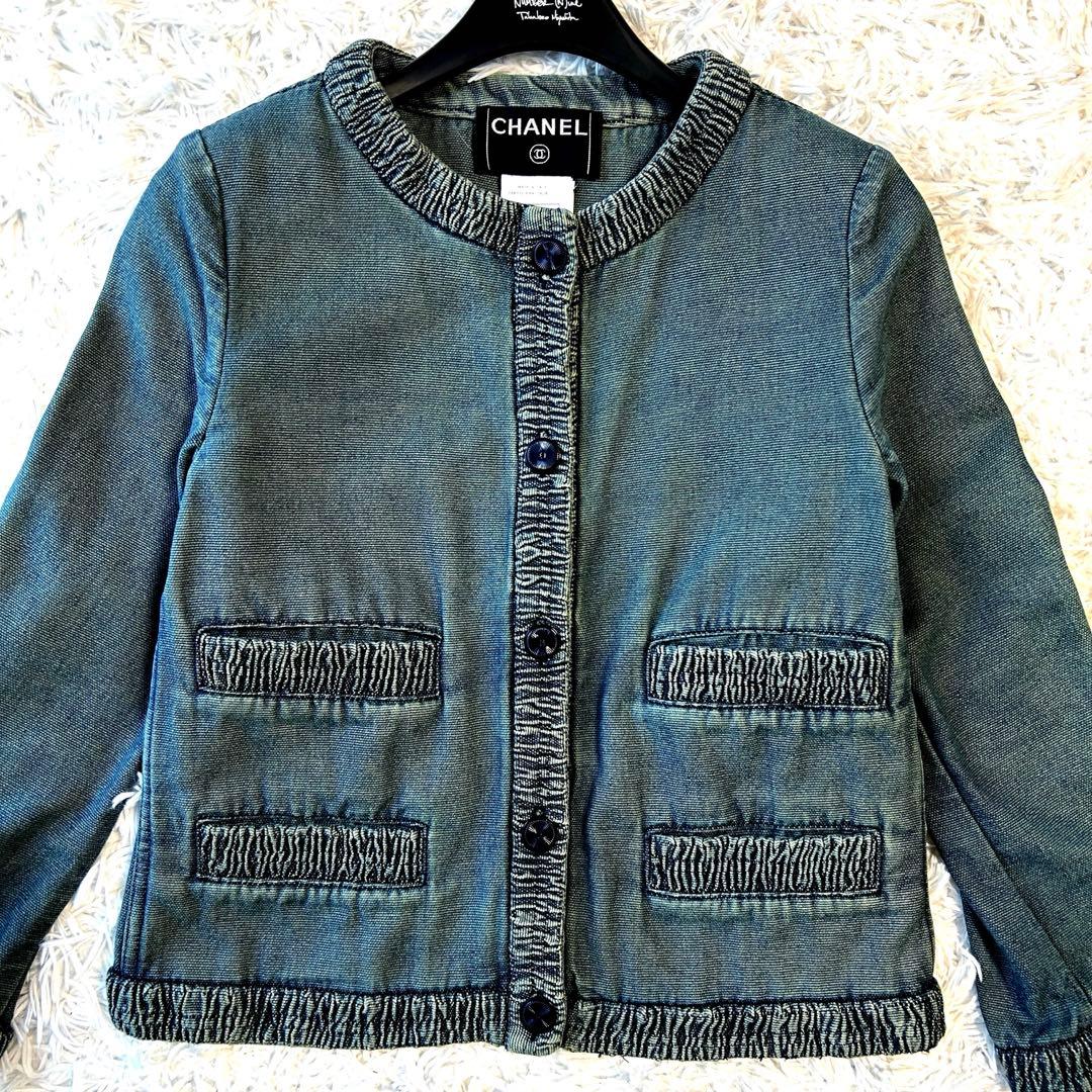 CHANEL シャネル デニムジャケット ココマーク シャーリング加工 長袖