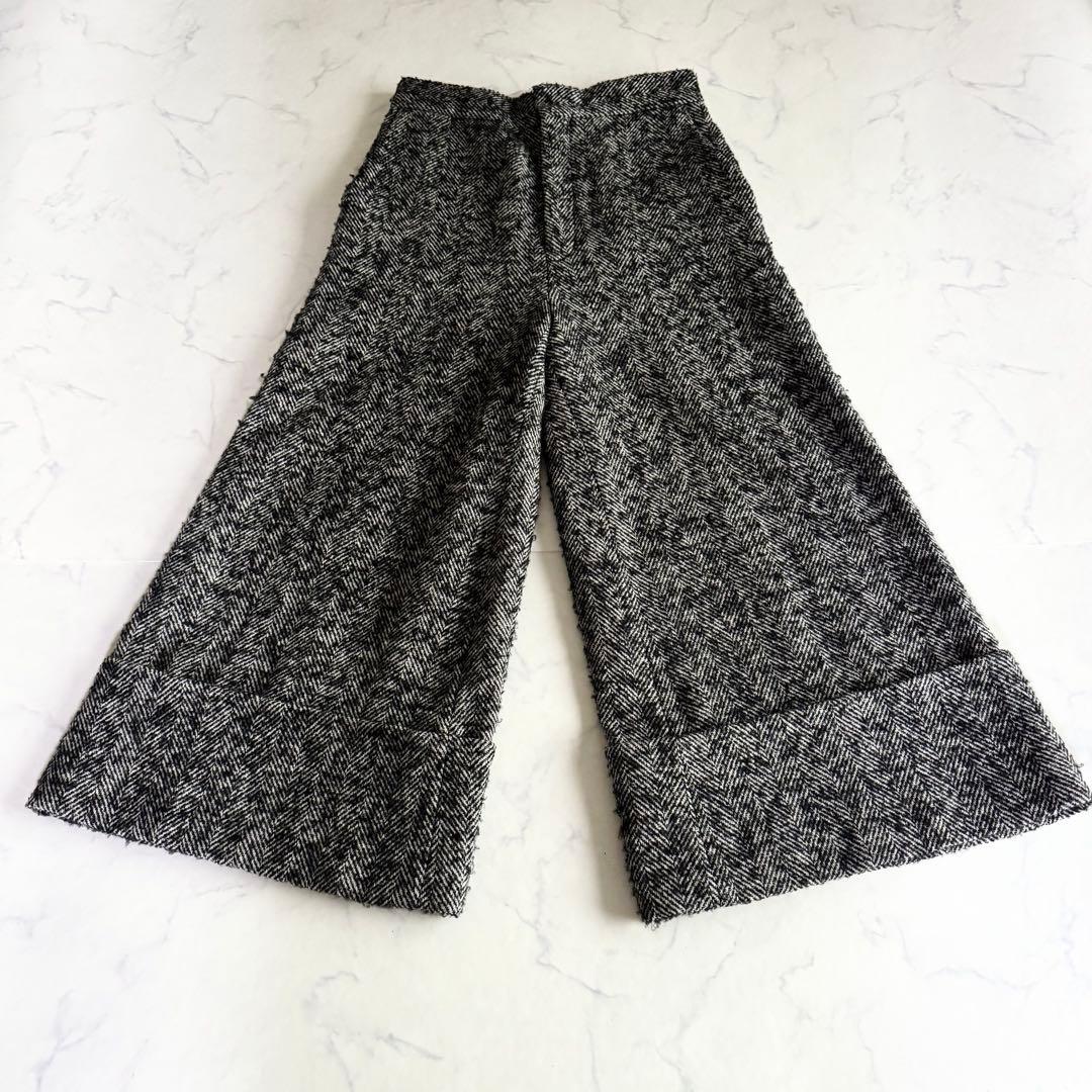 ワイズ 超ワイドパンツ ヘリンボーン ツイード シルク混 ウール ヨウジヤマモト