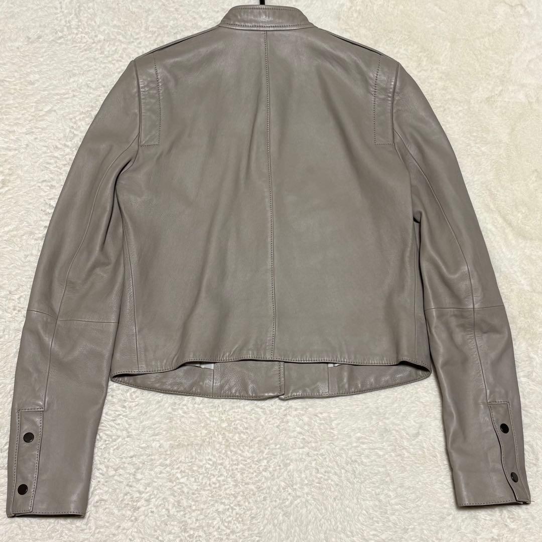 極美品 セオリー レザージャケット シングルライダース 羊革 グレージュ S