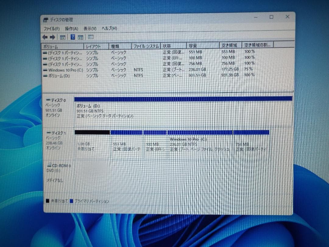 Windowsデスクトップ ESPRIMO D588/B i5-9500 16G SSD256G+HDD1T