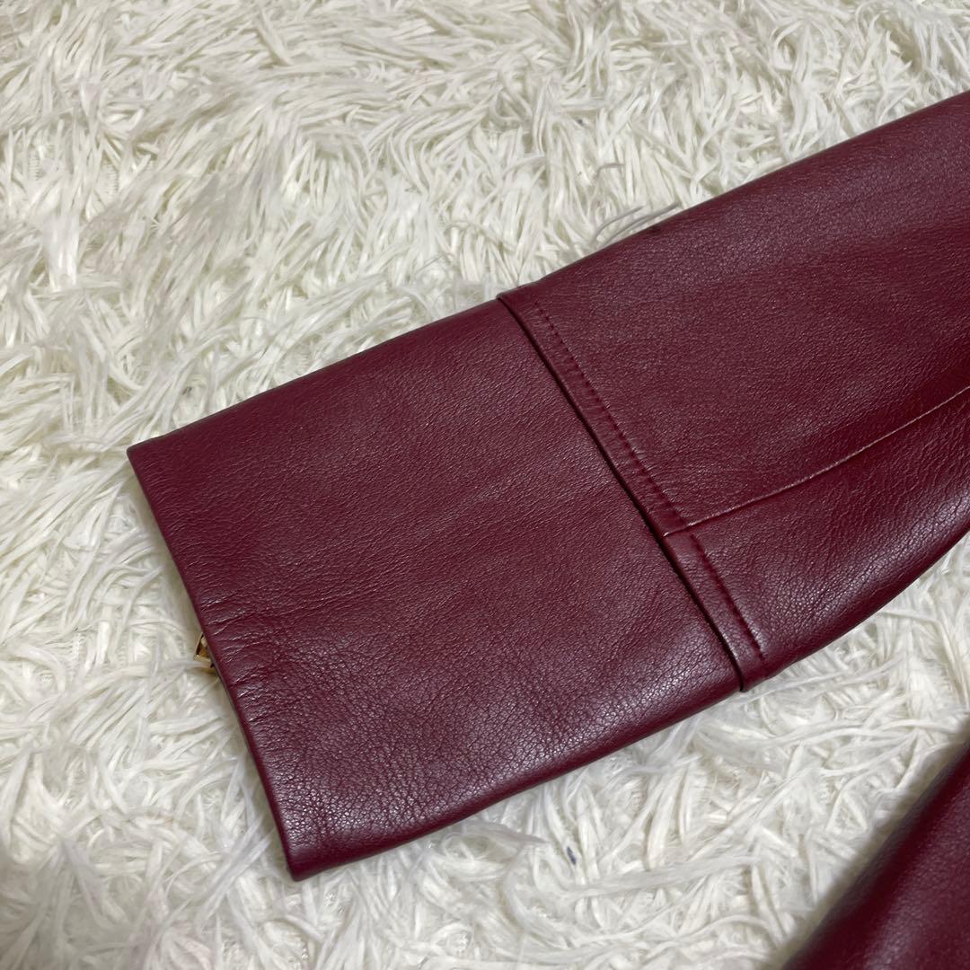 美品　インゲボルグ　レザージャケット　深い赤　本革　羊革　ラビットファー　M