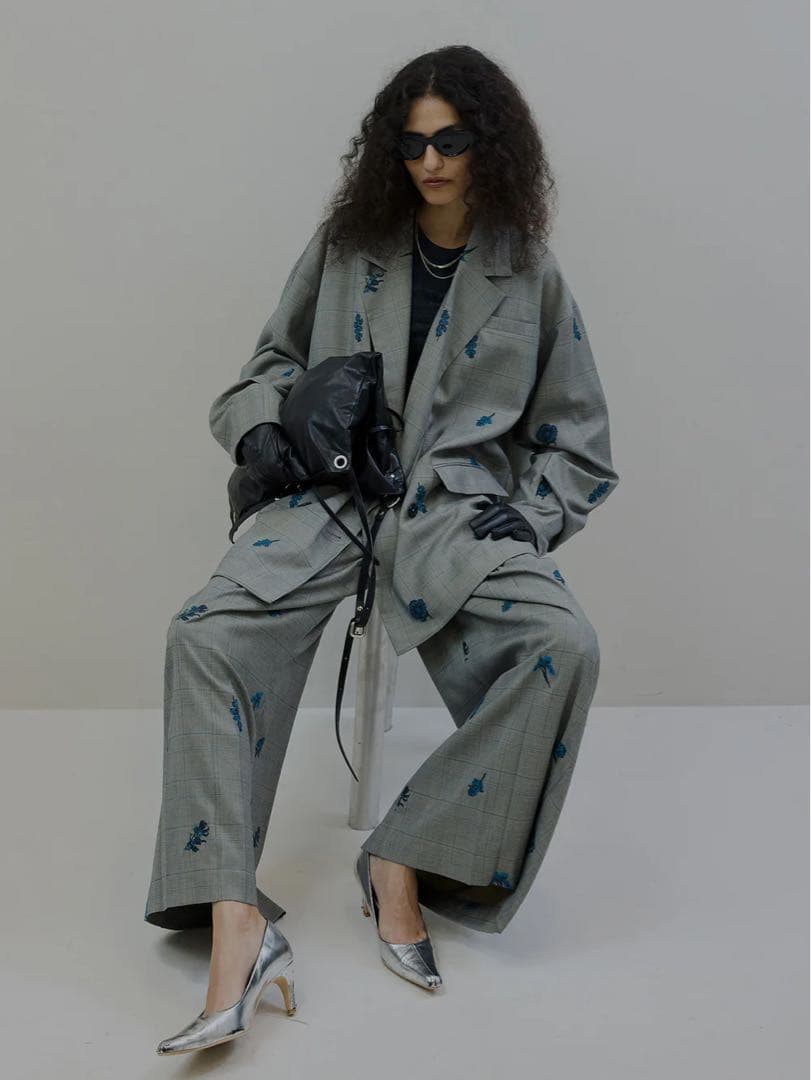 ジャケット・アウター ameri vintage CHECK FLOWER PAPA JACKET