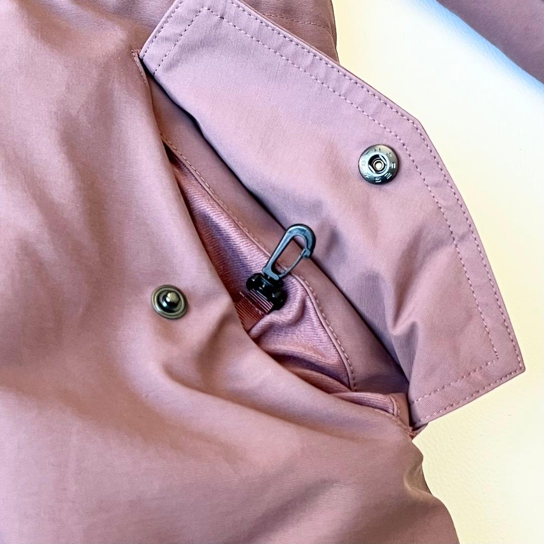 3207【美品】バートン　ジャケット 無地 ファー付き　中綿入り　ピンク　XS