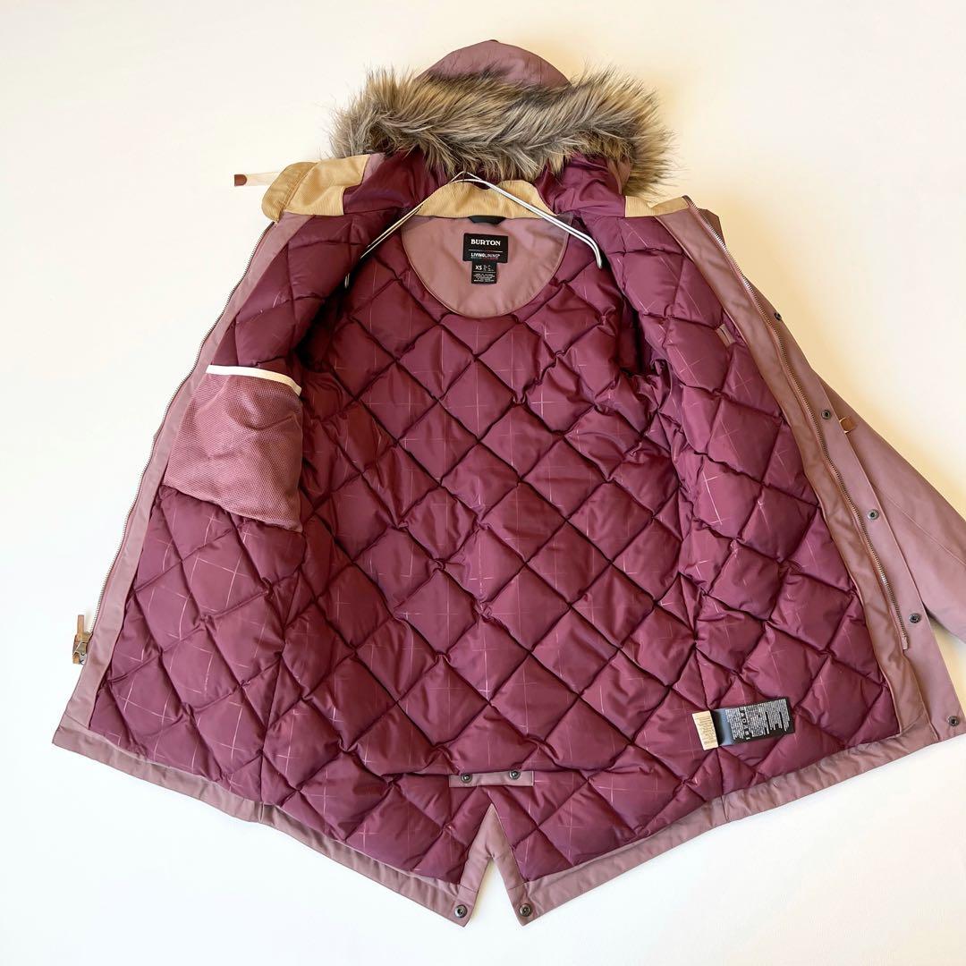 3207【美品】バートン　ジャケット 無地 ファー付き　中綿入り　ピンク　XS