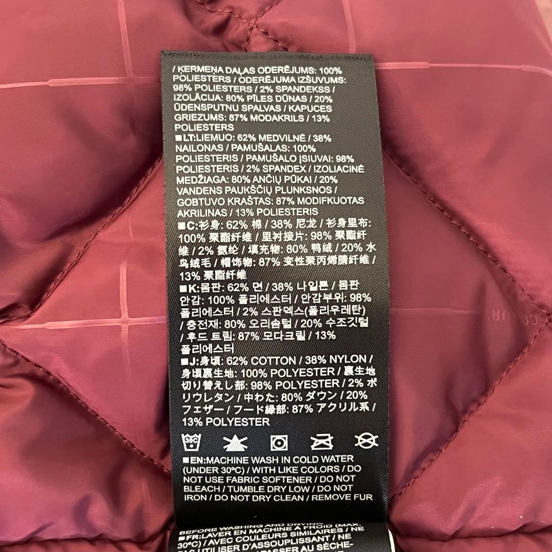 3207【美品】バートン　ジャケット 無地 ファー付き　中綿入り　ピンク　XS