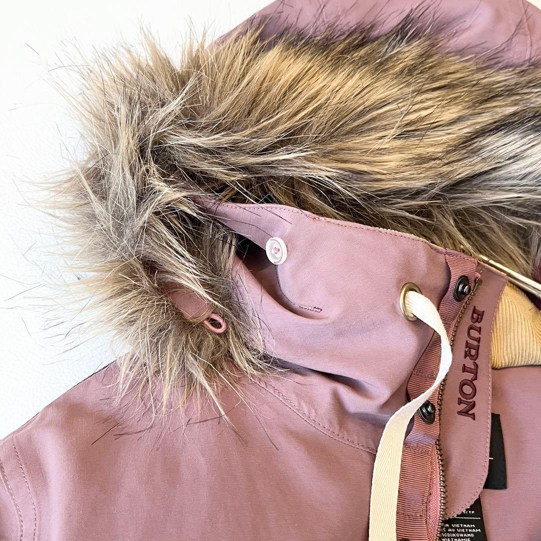 3207【美品】バートン　ジャケット 無地 ファー付き　中綿入り　ピンク　XS