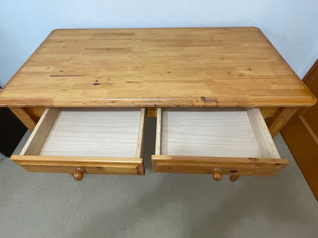 木製デスク（パイン材）　引き出し付き