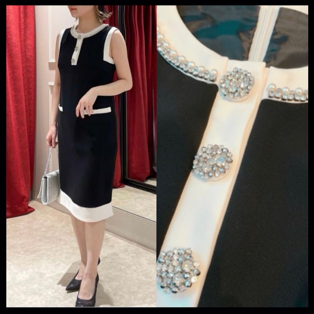 ◆ グレースコンチネンタル　ビジュー釦付サックドレス　ダイアグラム