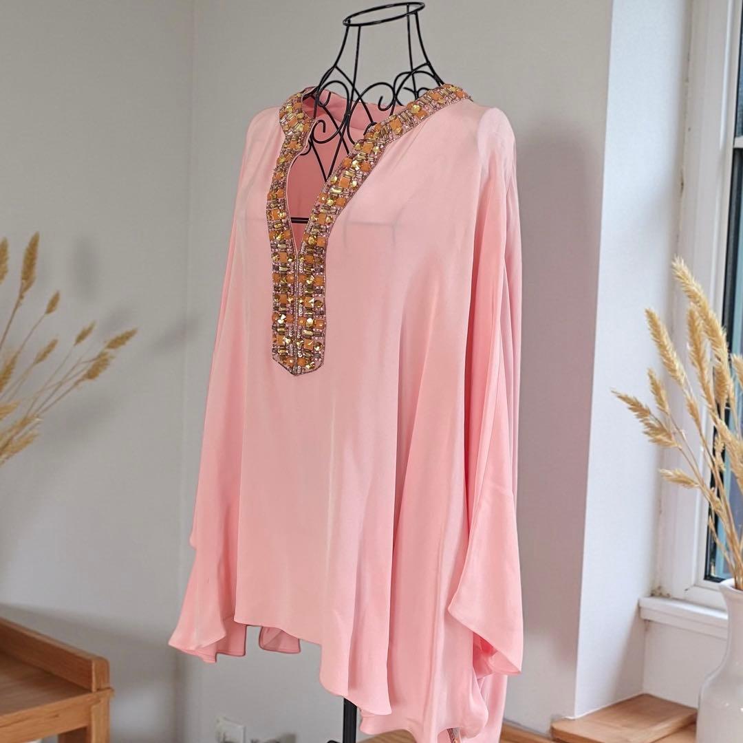 EMILIO PUCCI シルク100% ビジュー装飾 ブラウス ピンク