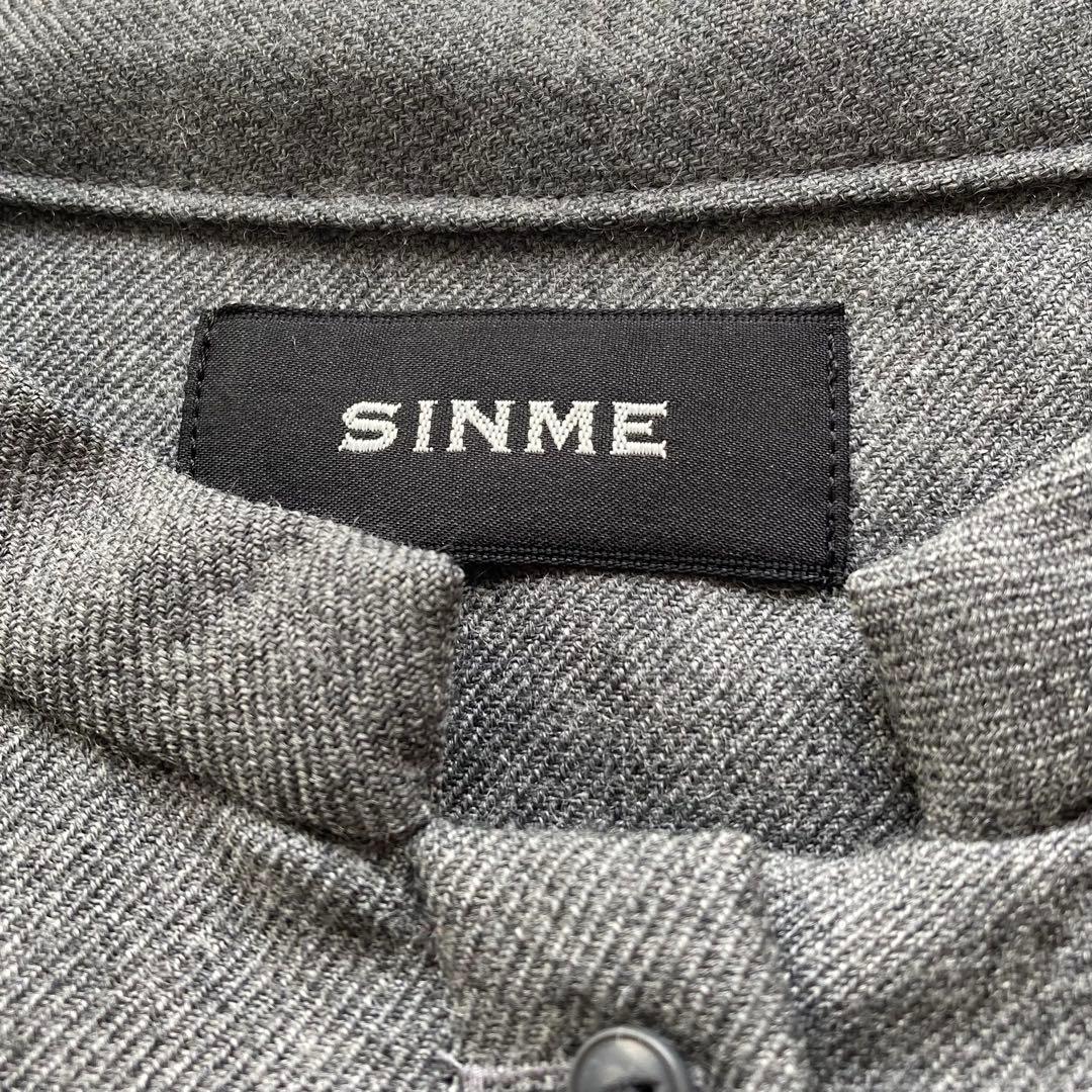 シンメ　スモックドレス　ウール　サイズFREE グレー　比翼仕立て