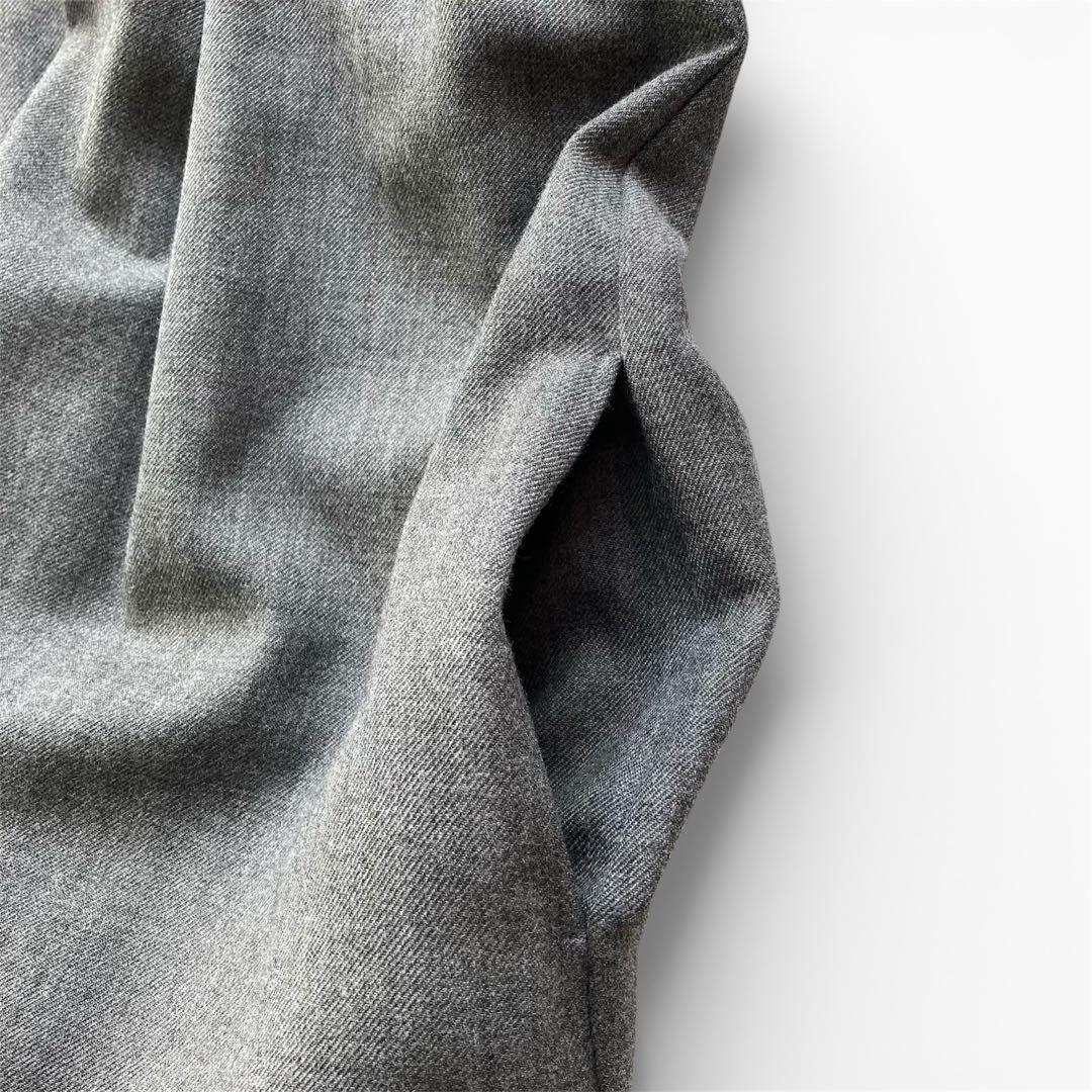 シンメ　スモックドレス　ウール　サイズFREE グレー　比翼仕立て