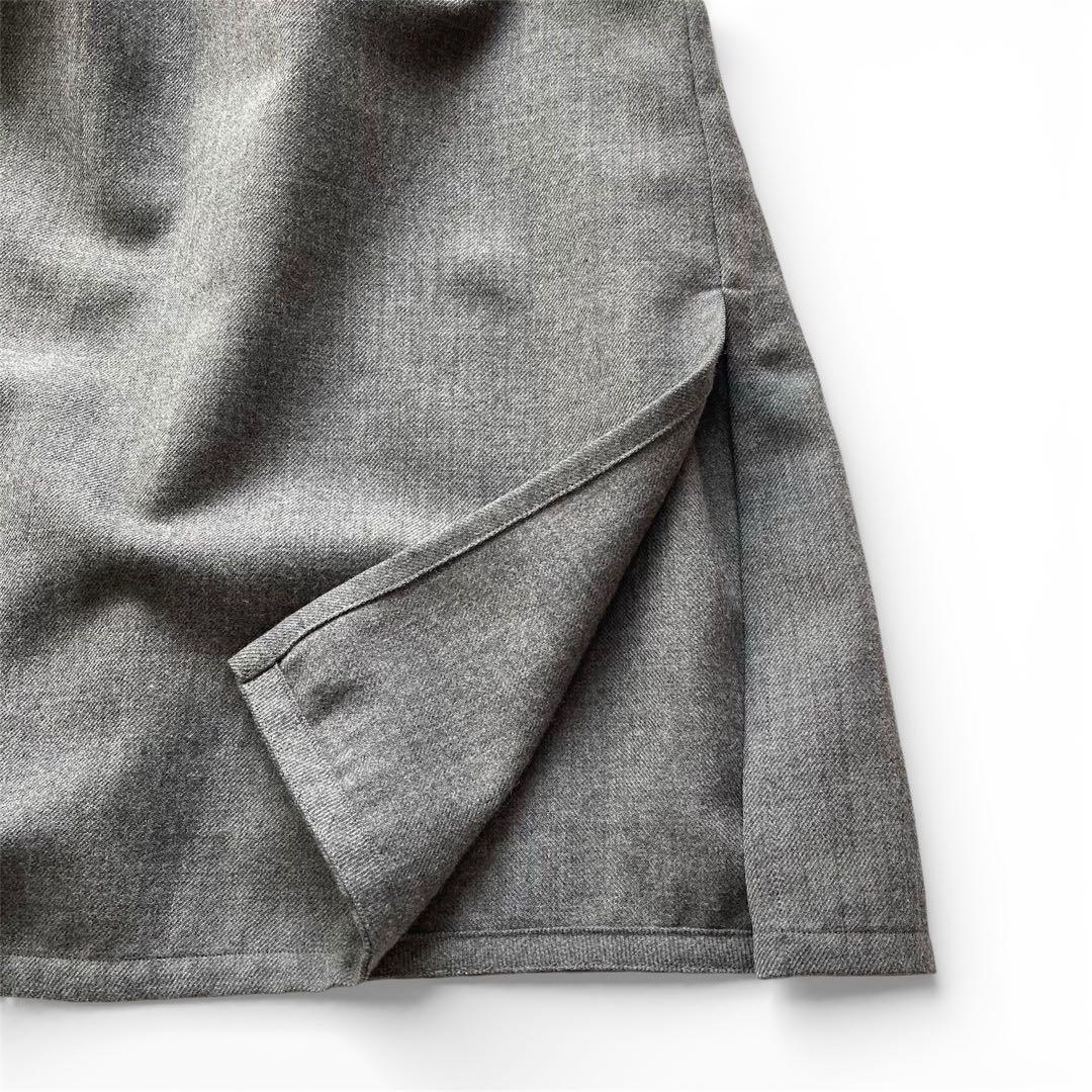 シンメ　スモックドレス　ウール　サイズFREE グレー　比翼仕立て