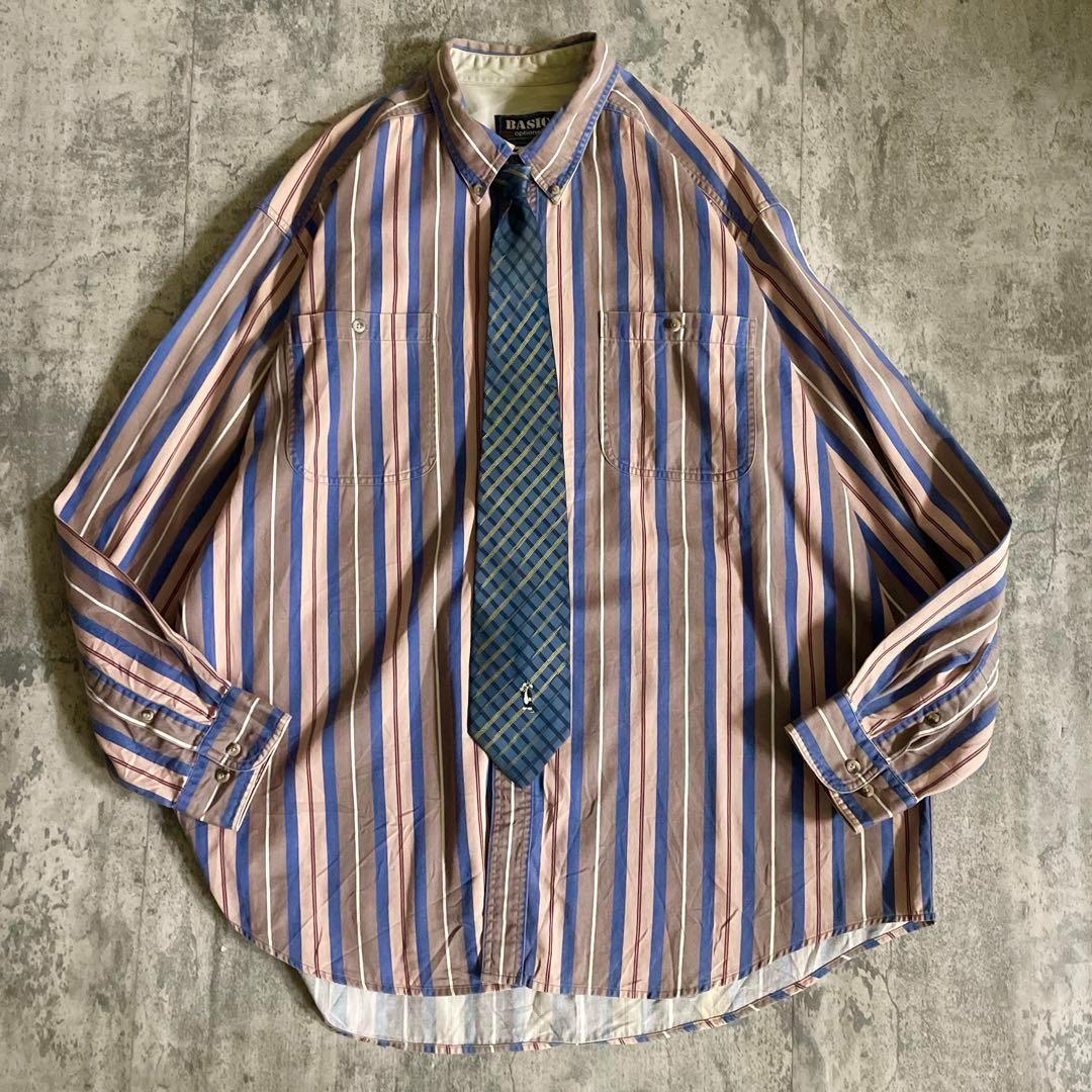 海外 c-boy 90's 太ストライプ BDシャツ BURBERRYスラックス