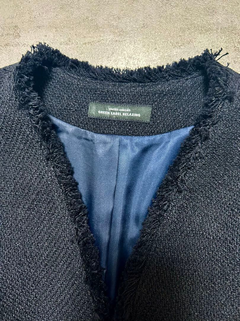 green label relaxing ミックスツイードライク ジレ