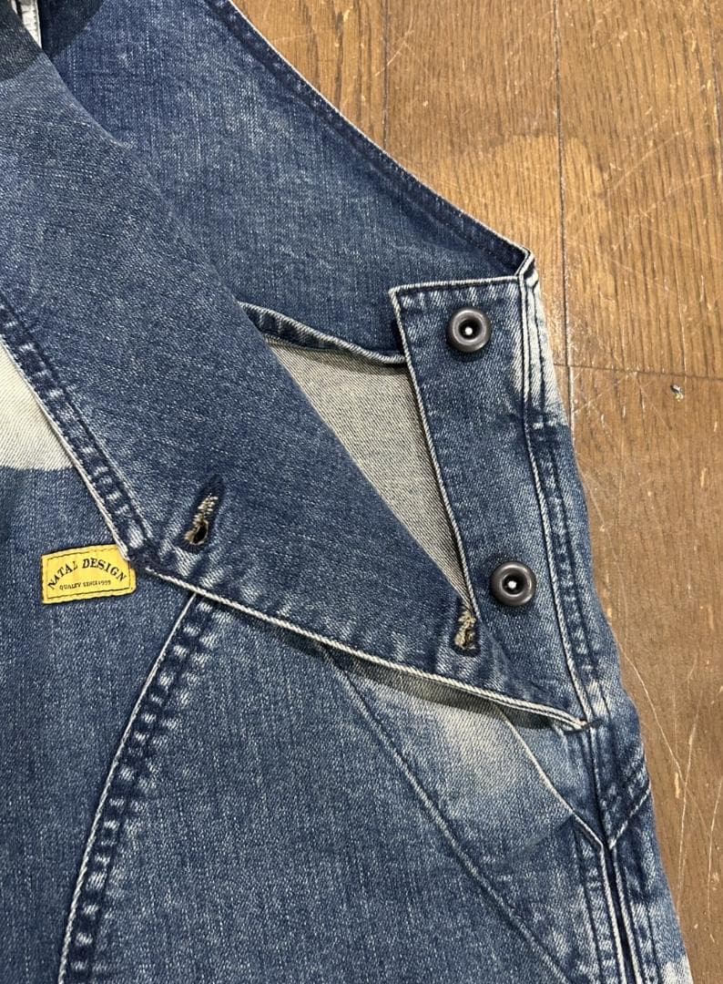 ＊NATAL DESIGN×GO OUT ブリーチ ボーダー オーバーオール M