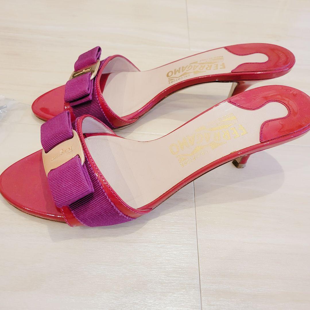 Ferragamo リボン付きミュール ピンク 紫 フェラガモ セリーヌ