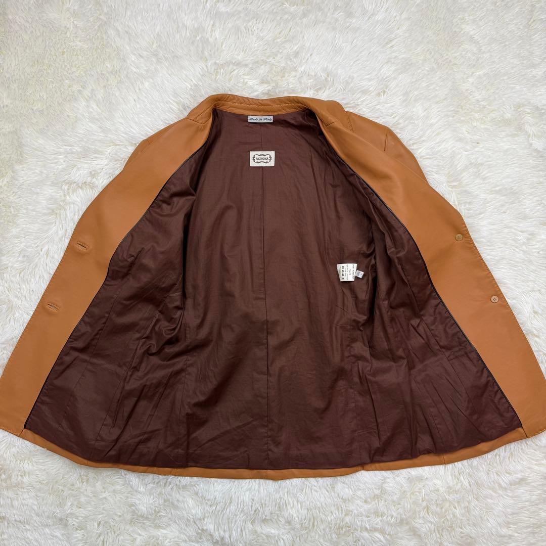 希少サイズ極美品 アニオナ テーラードジャケット レザー キャメル 42 L
