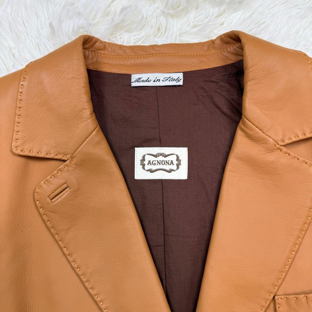 希少サイズ極美品 アニオナ テーラードジャケット レザー キャメル 42 L